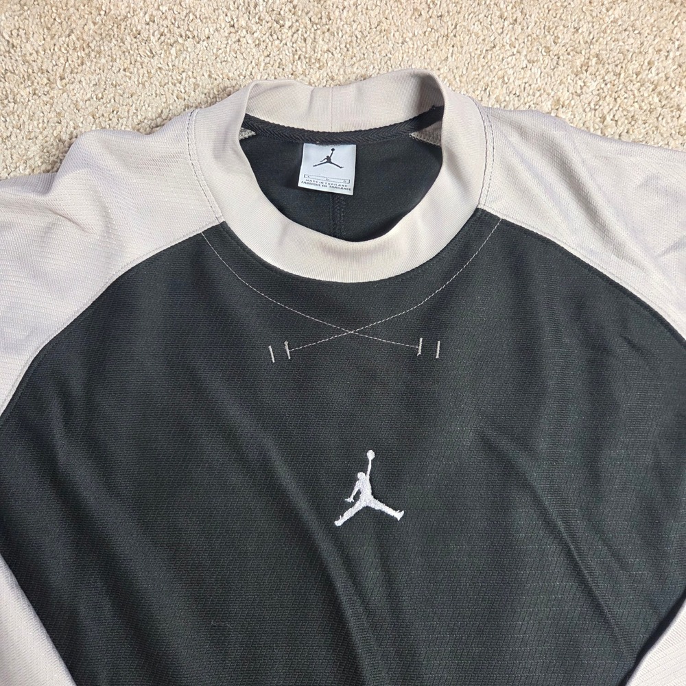 Jordan Mens Long Sleeve Mesh Shooting Shirt Black Grey Jumpman Large RN56323 - Picture 2 of 7